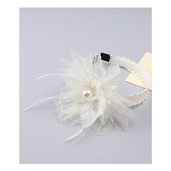 Babyhug Hair Bands With Floral & Pearl Applique - Peach