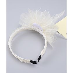 Babyhug Hair Bands With Floral & Pearl Applique - Peach