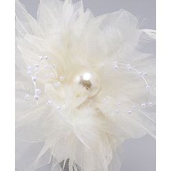 Babyhug Hair Bands With Floral & Pearl Applique - Peach