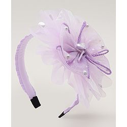 Babyhug Floral & Hearts Applique Hair Band - Purple