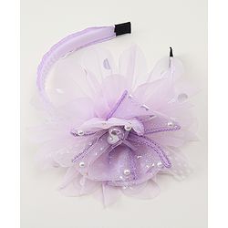 Babyhug Floral & Hearts Applique Hair Band - Purple