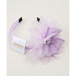Babyhug Floral & Hearts Applique Hair Band - Purple