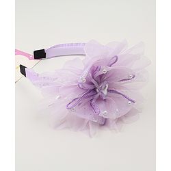 Babyhug Floral & Hearts Applique Hair Band - Purple