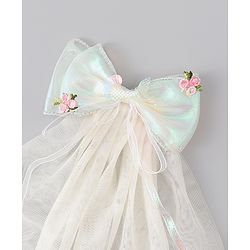 Babyhug  Hair Clip with Bow Applique- Off White