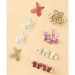 Babyhug Hair Accessories Combo Sets  Rubber Bands & Snap Clips Pair of  9 -  Multicolor