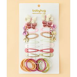 Babyhug Hair Accessories Combo Sets  Rubber Bands & Snap Clips Pair of  9 -  Multicolor