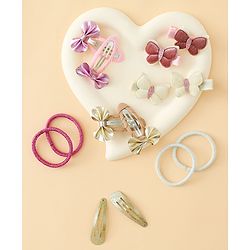 Babyhug Hair Accessories Combo Sets  Rubber Bands & Snap Clips Pair of  9 -  Multicolor