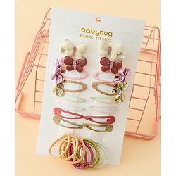 Babyhug Hair Accessories Combo Sets  Rubber Bands & Snap Clips Pair of  9 -  Multicolor