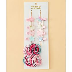 Babyhug Combo set Hair Clips & Rubber Bands with Applique  - Multicolor