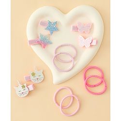 Babyhug Combo set Hair Clips & Rubber Bands with Applique  - Multicolor