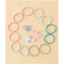 Babyhug Combo set Hair Clips & Rubber Bands with Applique  - Multicolor