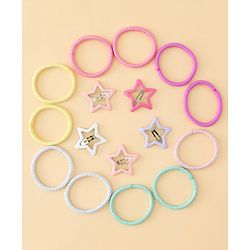 Babyhug Hair Accessories Combo Sets  Rubber Bands & Snap Clips Pair of  3 -  Multicolor