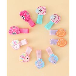 Babyhug Alligator Hair Clips with Applique Pack of 10 - Multicolor