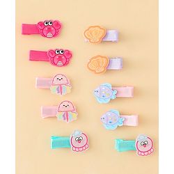 Babyhug Alligator Hair Clips with Applique Pack of 10 - Multicolor