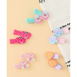Babyhug Alligator Hair Clips with Applique Pack of 10 - Multicolor