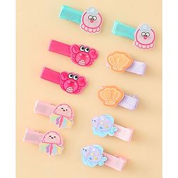 Babyhug Alligator Hair Clips with Applique Pack of 10 - Multicolor
