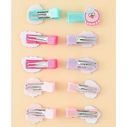 Babyhug Alligator Hair Clips with Applique Pack of 10 - Multicolor