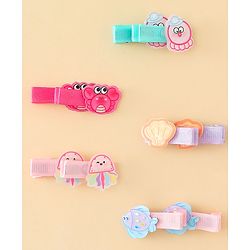 Babyhug Alligator Hair Clips with Applique Pack of 10 - Multicolor