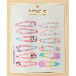 Babyhug Hair Clips with Unicorn Print Pack of  12 - Multicolor