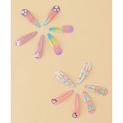Babyhug Hair Clips with Unicorn Print Pack of  12 - Multicolor
