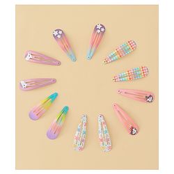 Babyhug Hair Clips with Unicorn Print Pack of  12 - Multicolor