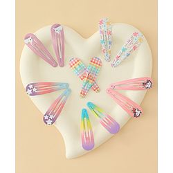 Babyhug Hair Clips with Unicorn Print Pack of  12 - Multicolor