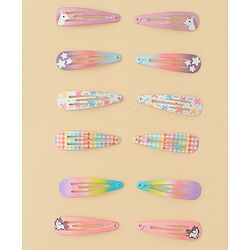 Babyhug Hair Clips with Unicorn Print Pack of  12 - Multicolor