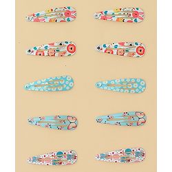 Babyhug Snap Clips with Floral & Butterfly Applique Pack of 10 - Multicolor