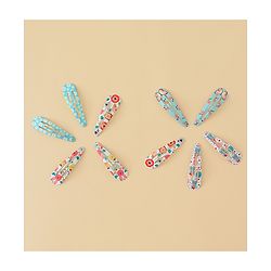 Babyhug Snap Clips with Floral & Butterfly Applique Pack of 10 - Multicolor