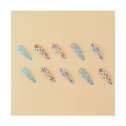 Babyhug Snap Clips with Floral & Butterfly Applique Pack of 10 - Multicolor