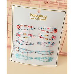 Babyhug Snap Clips with Floral & Butterfly Applique Pack of 10 - Multicolor