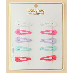 Babyhug Snap Clips with Floral & Butterfly Applique Pack of 10 - Multicolor