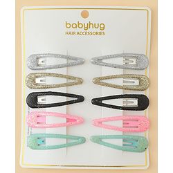 Babyhug Snap Clips with Floral & Butterfly Applique Pack of 10 - Multicolor
