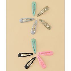 Babyhug Snap Clips with Floral & Butterfly Applique Pack of 10 - Multicolor