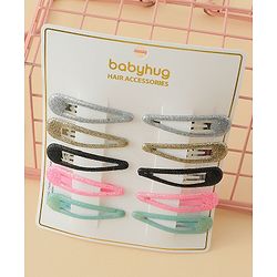 Babyhug Snap Clips with Floral & Butterfly Applique Pack of 10 - Multicolor