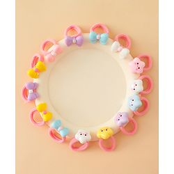 Babyhug Hair Rubber Bands With Bow & Star Applique Pack of 20 - Multicolor