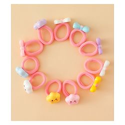 Babyhug Hair Rubber Bands With Bow & Star Applique Pack of 20 - Multicolor