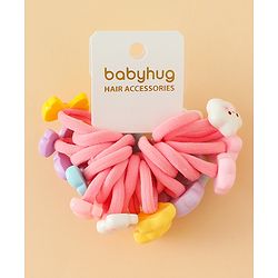 Babyhug Hair Rubber Bands With Bow & Star Applique Pack of 20 - Multicolor