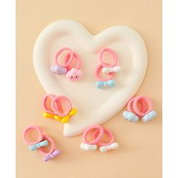 Babyhug Hair Rubber Bands With Bow & Star Applique Pack of 20 - Multicolor
