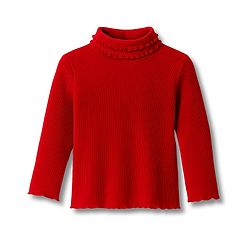Babyhug Cotton Elastane Knit Full Sleeves Solid Color Turtle Neck Winter T-Shirt - Red