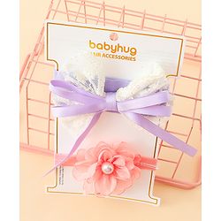 Babyhug Headbands With Floral & Bow Applique Pack of 2 - Purple & Peach