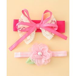 Babyhug Headbands With Floral & Bow Applique Pack of 2 - Purple & Peach