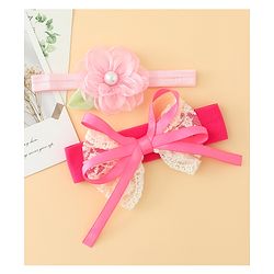 Babyhug Headbands With Floral & Bow Applique Pack of 2 - Purple & Peach