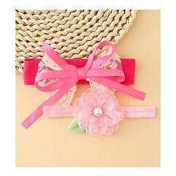 Babyhug Headbands With Floral & Bow Applique Pack of 2 - Purple & Peach