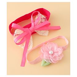 Babyhug Headbands With Floral & Bow Applique Pack of 2 - Purple & Peach
