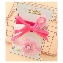 Babyhug Headbands With Floral & Bow Applique Pack of 2 - Purple & Peach