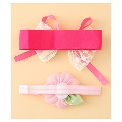 Babyhug Headbands With Floral & Bow Applique Pack of 2 - Purple & Peach