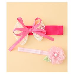 Babyhug Headbands With Floral & Bow Applique Pack of 2 - Purple & Peach
