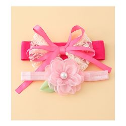 Babyhug Headbands With Floral & Bow Applique Pack of 2 - Purple & Peach