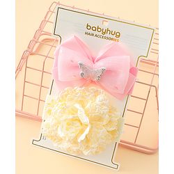 Babyhug Headbands With Floral & Bow Applique Pack of 2 - Pink & Yellow